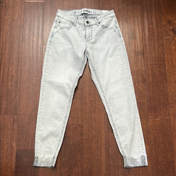 Zhrill Nova Washed Pale Blue Denim Jeans with White Stripes, Size 27, NWFabricT - Picture 1 of 15